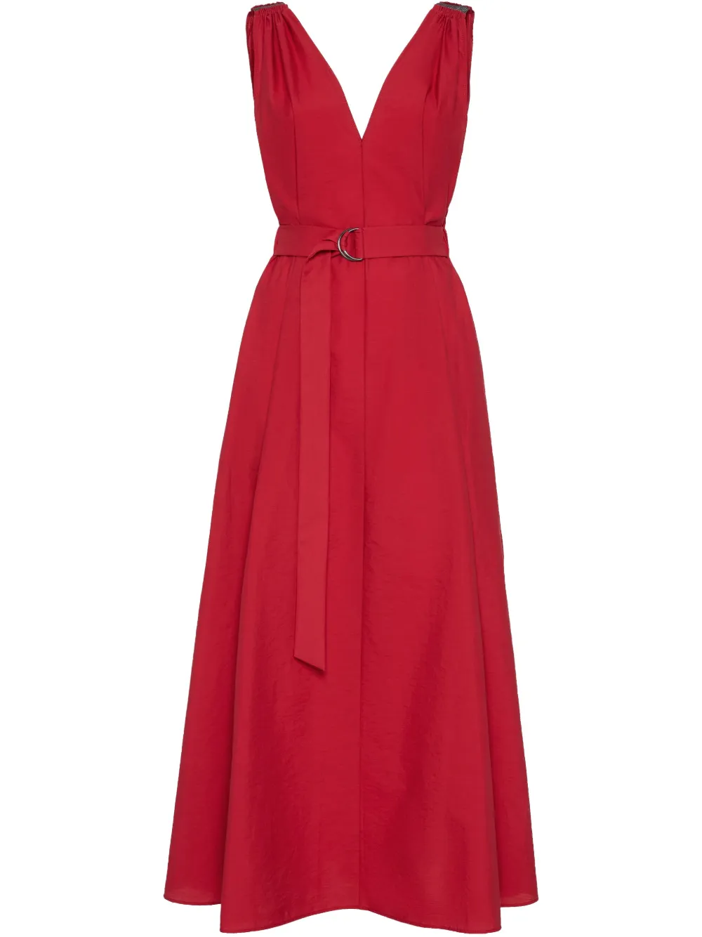 Brunello Cucinelli Popeline midi-jurk Rood