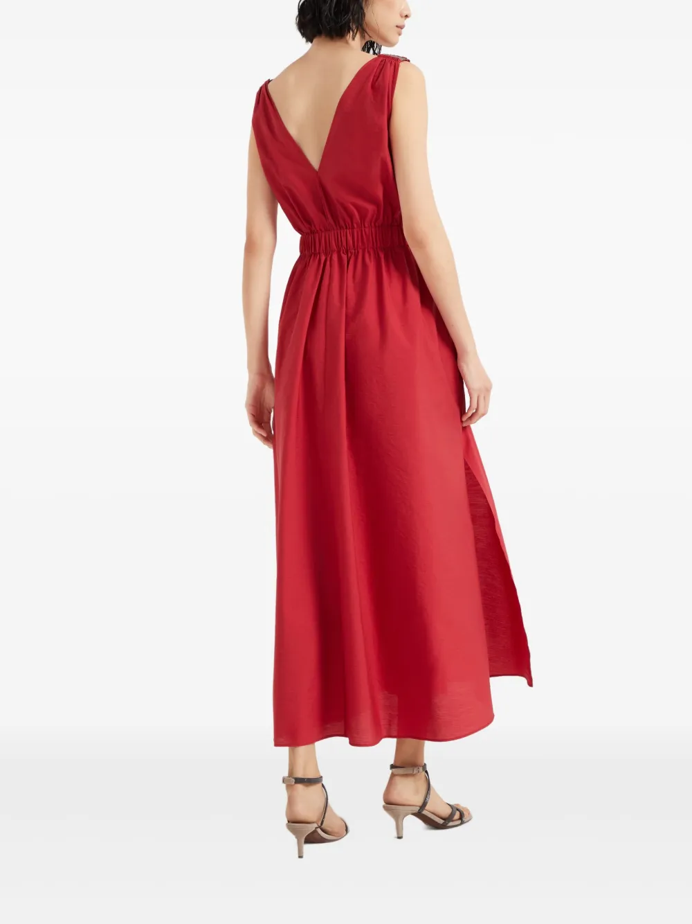 Brunello Cucinelli Popeline midi-jurk Rood