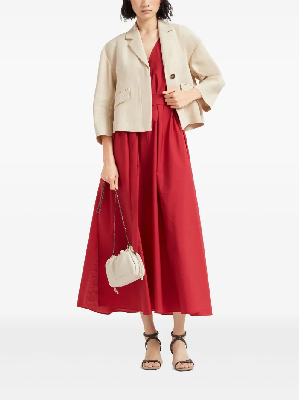 Brunello Cucinelli Popeline midi-jurk - Rood