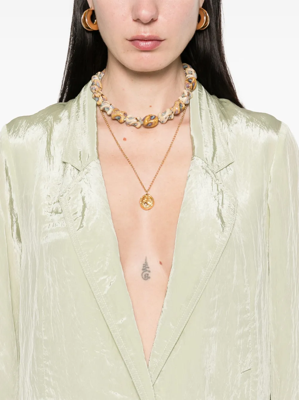 Forte Forte Pleated Effect Blazer In Green