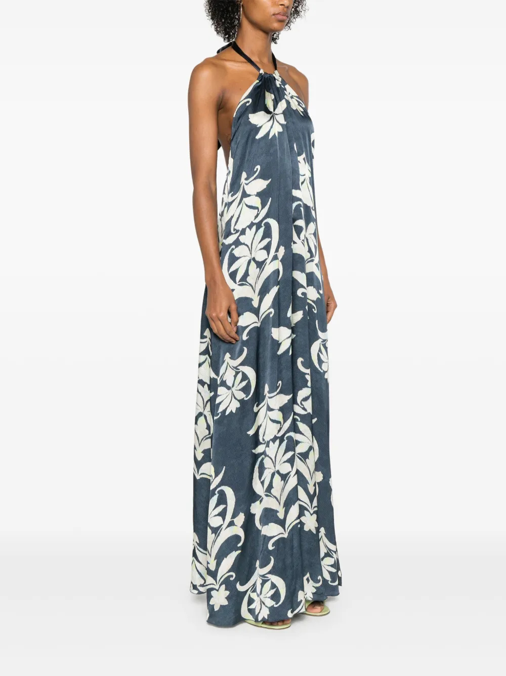 Shop Forte Forte Floral-print Maxi Dress In Blue