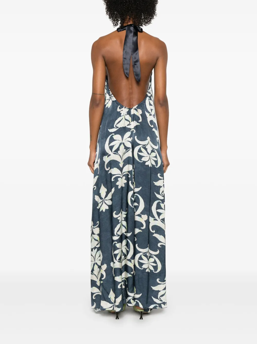 Shop Forte Forte Floral-print Maxi Dress In Blue