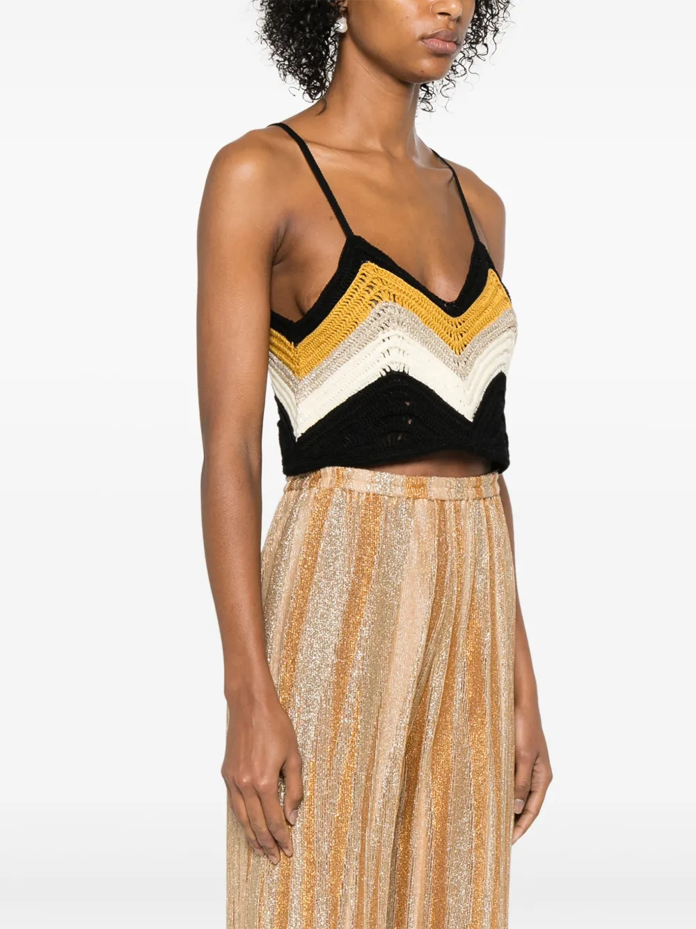 FORTE FORTE CROCHET-KNIT CROP TOP