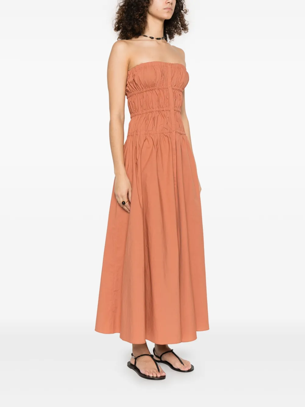 Shop Forte Forte Cotton Maxi Dress In Brown