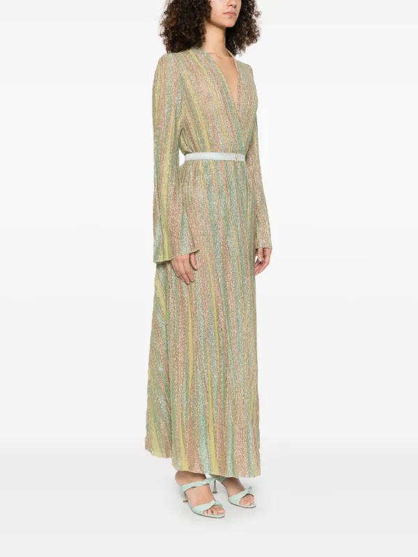 green lurex dress Daneen Emerald Green Lurex Wrap Belted Maxi Dress (TALL) main image 0