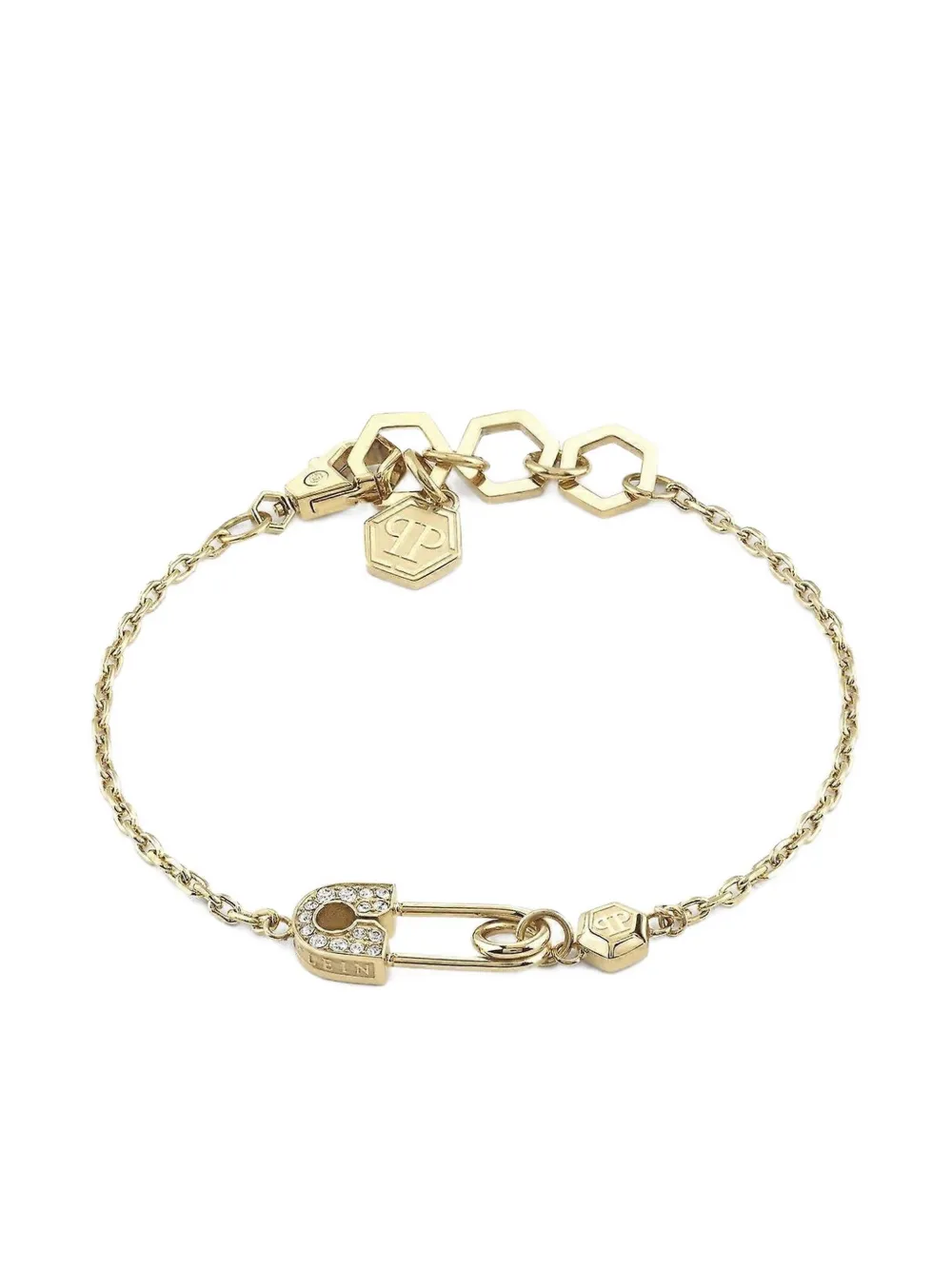 Philipp Plein Safety Pin Chain Bracelet In Gold