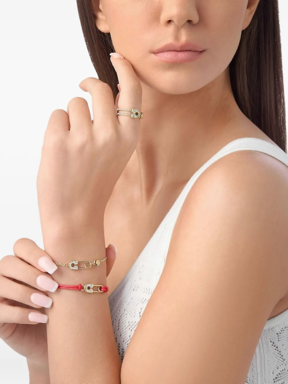 Philipp Plein Schakelarmband met veiligheidsspeld - Goud