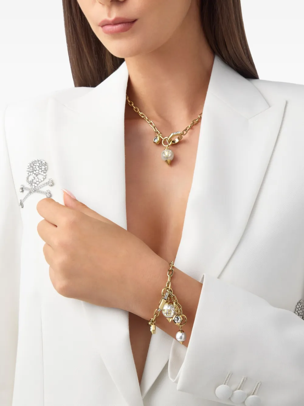 Philipp Plein Rhapsody crystal-embellishment necklace - Goud