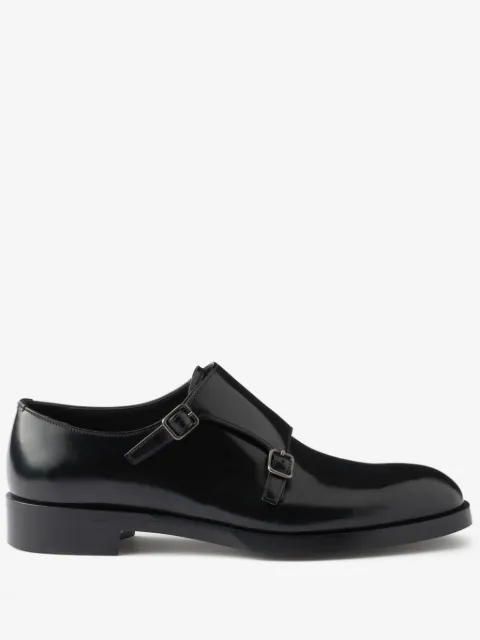 Prada brushed leather double monk strap shoes