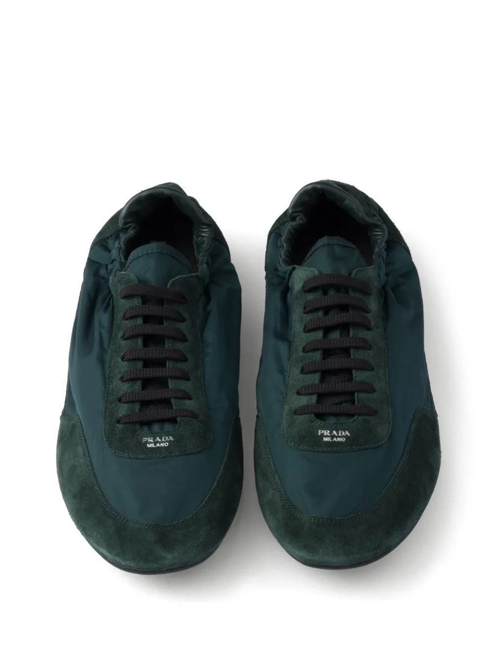 Prada Collapse Re-Nylon suède sneakers Groen