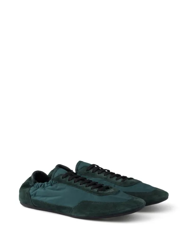 Prada Collapse Re-Nylon Suede Sneakers | Green | FARFETCH