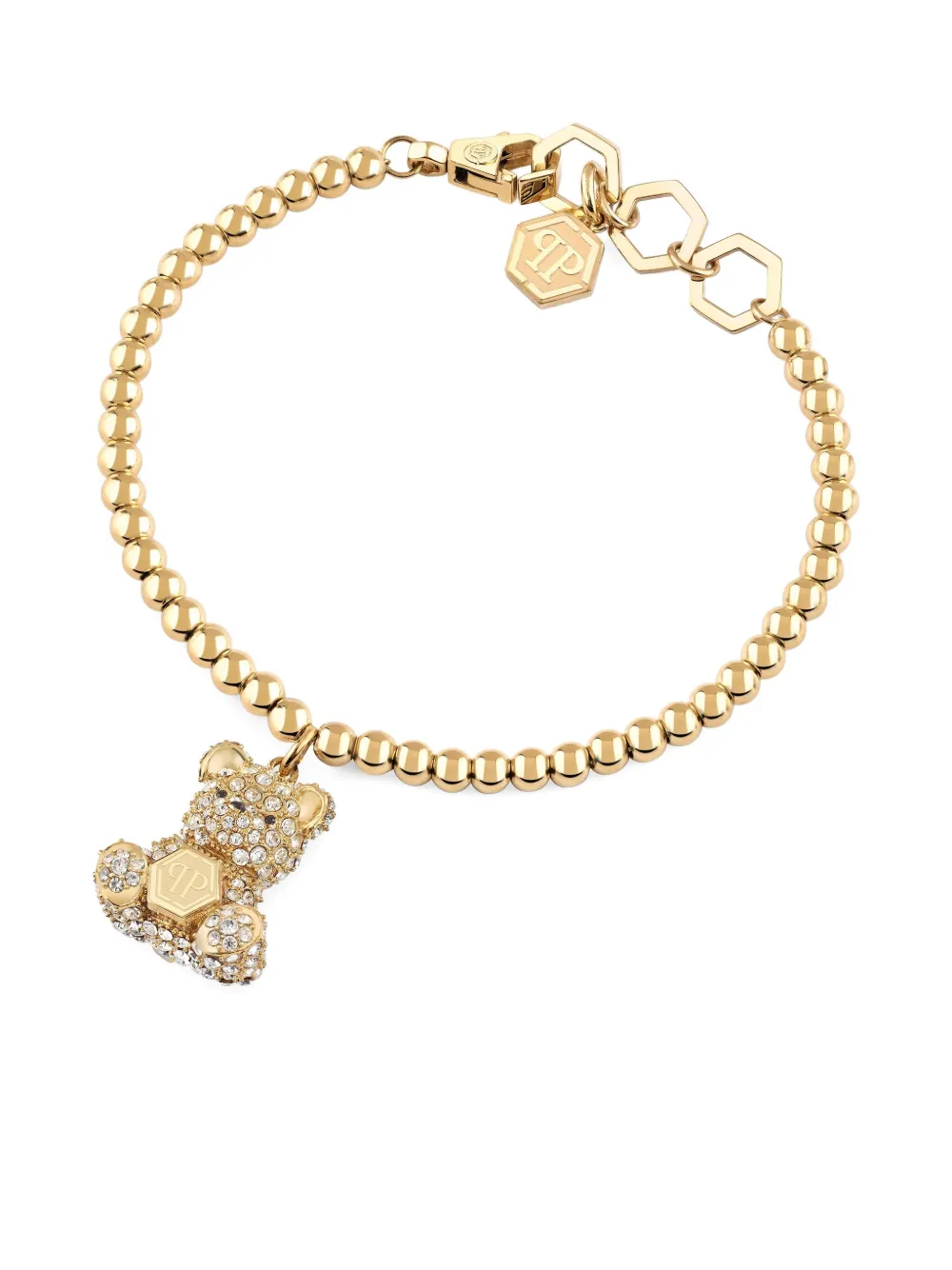 Philipp Plein Valentine Teddy-charm Bracelet In Gold