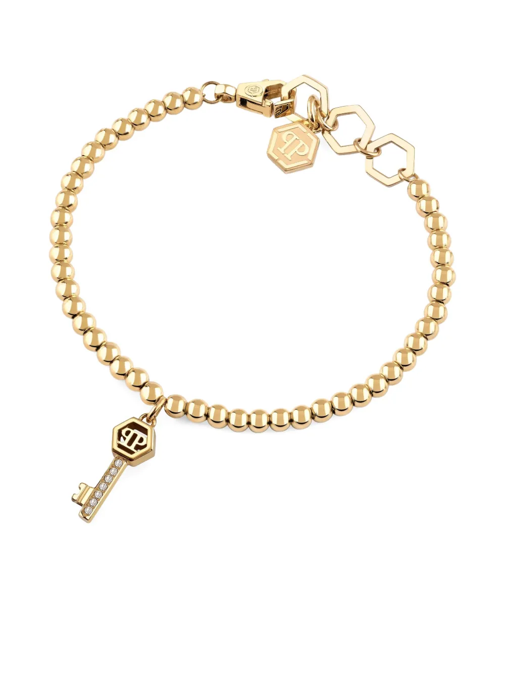 Philipp Plein gold crystals key-pendant bracelet - Oro