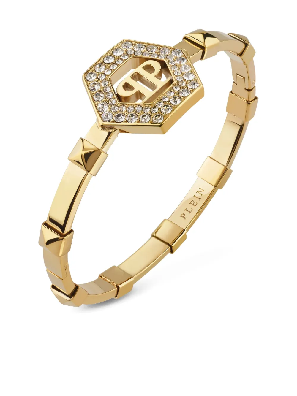 Philipp Plein gold crystal logo-detail bracelet - Goud