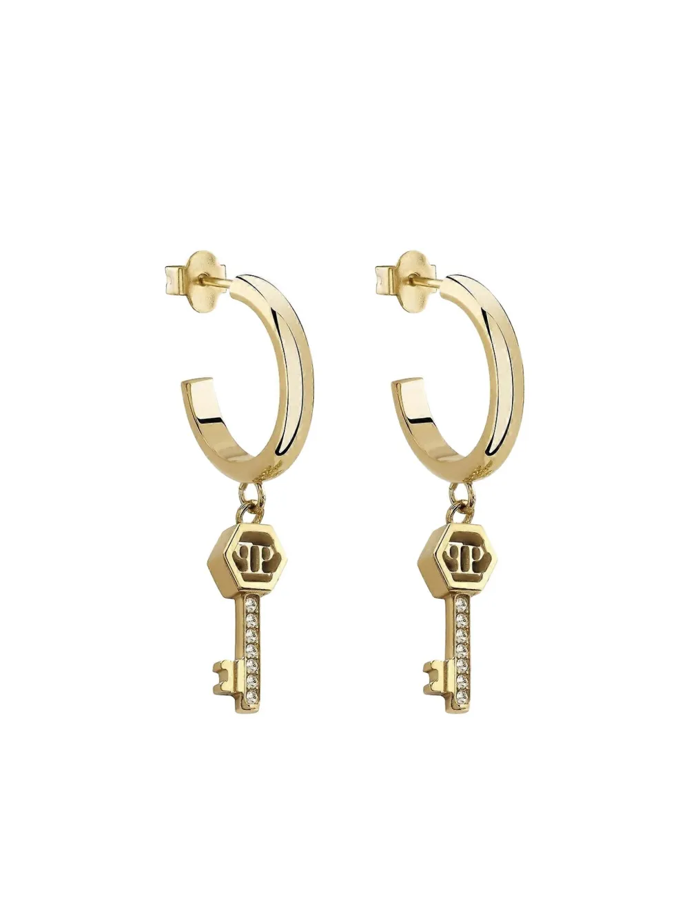 Philipp Plein Valentine oorbellen met sleuteldetail - Goud