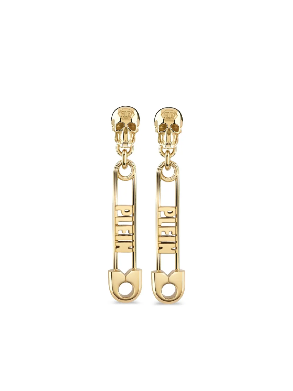Philipp Plein gold safety pin Long Earrings - Oro
