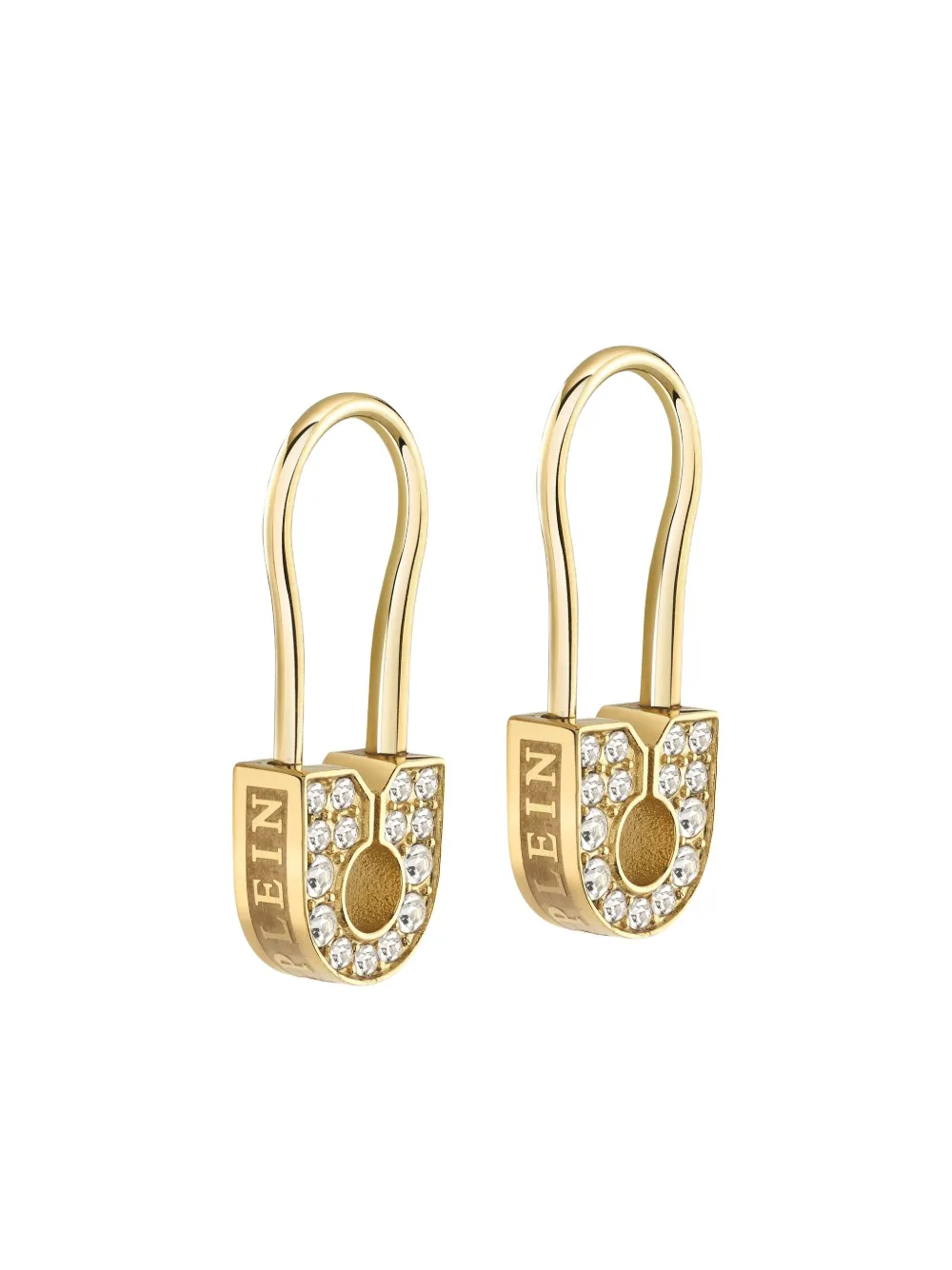 Philipp Plein Plein Safety Pin Earrings In Gold