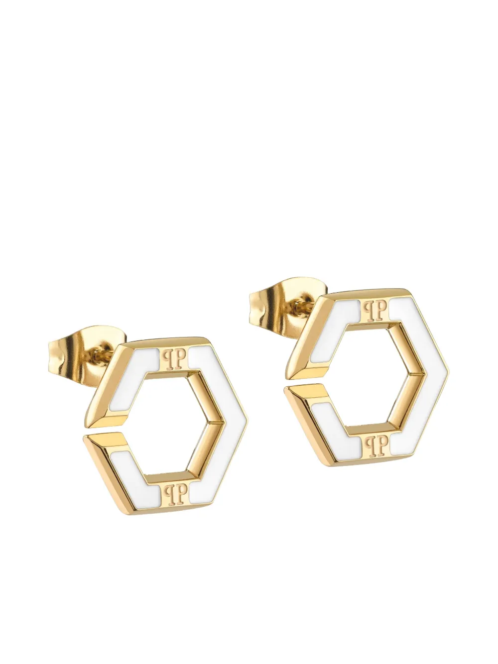 Philipp Plein Plein Legacy gold crystal earrings - Goud