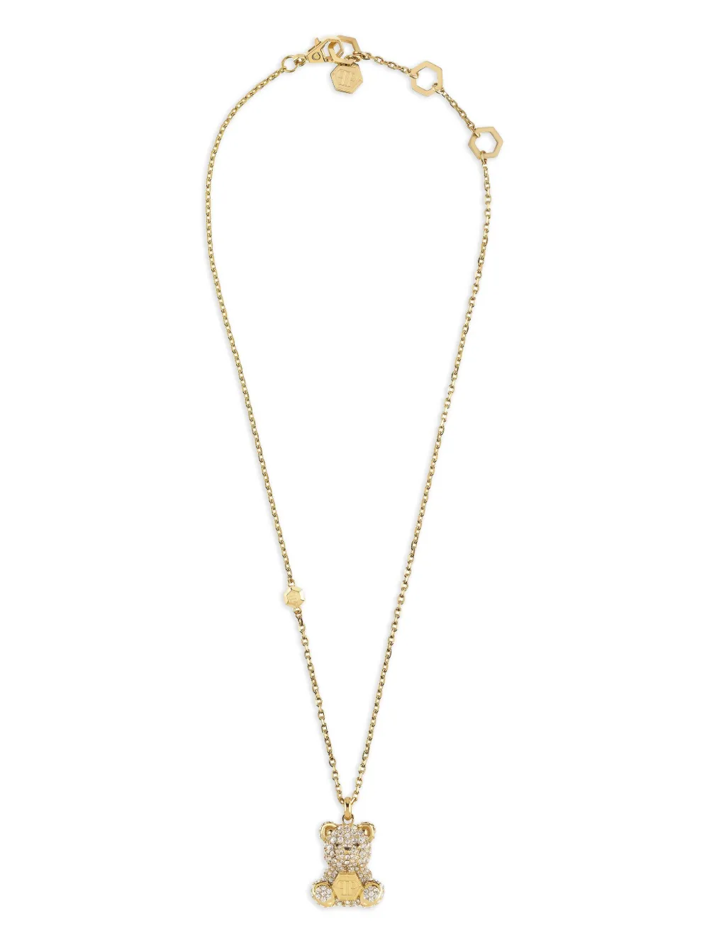 Philipp Plein gold crystals teddy necklace - Oro