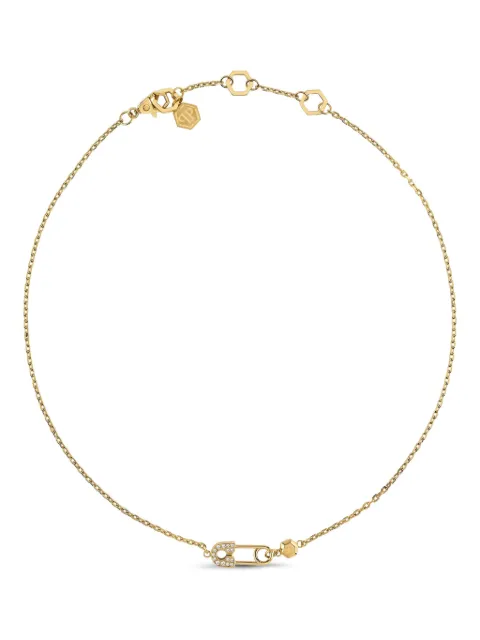 Philipp Plein gold crystal safety-pin necklace