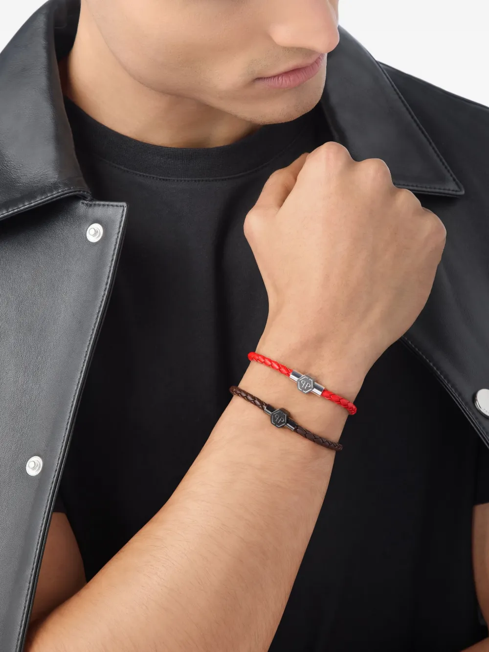 Philipp Plein braided-leather bracelet | Image 2