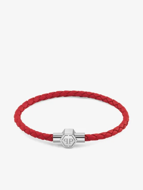 Philipp Plein Tag braided-leather bracelet