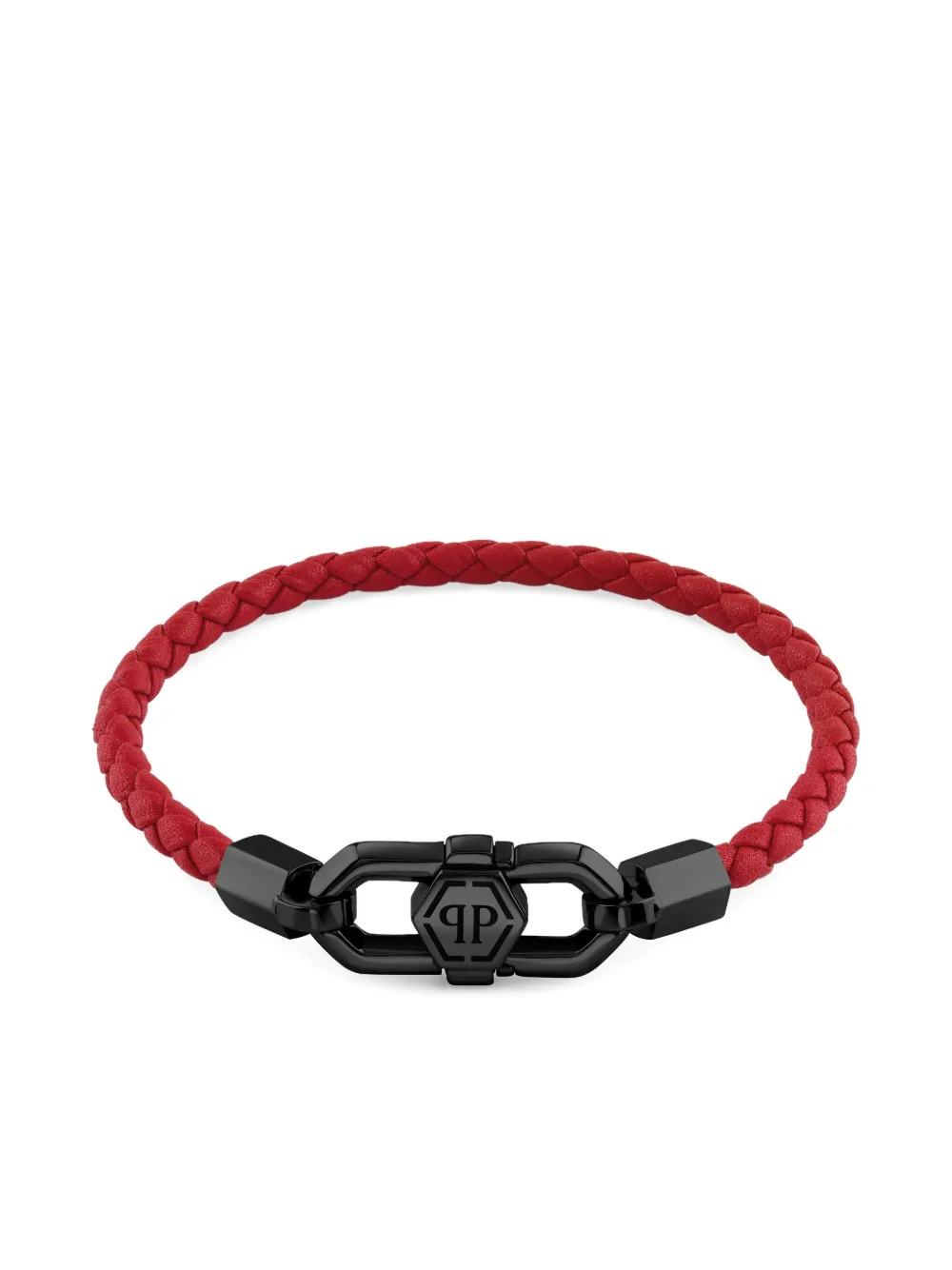 Philipp Plein braided leather clasp bracelet | Black | Image 1