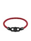 Philipp Plein braided leather clasp bracelet - Black