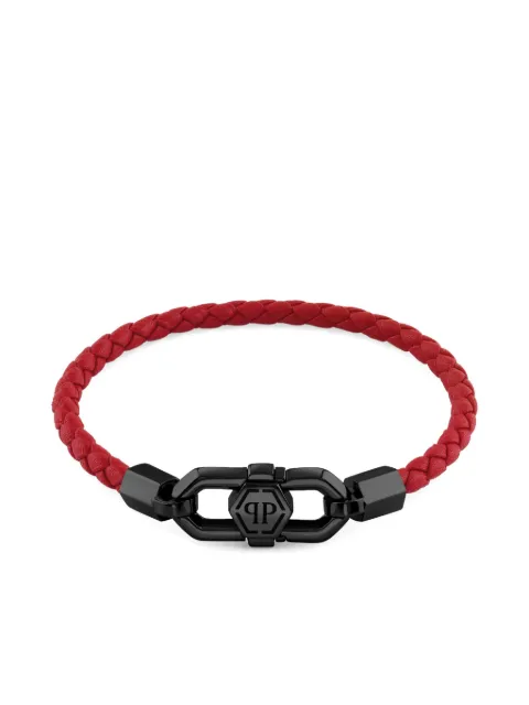Philipp Plein braided leather clasp bracelet