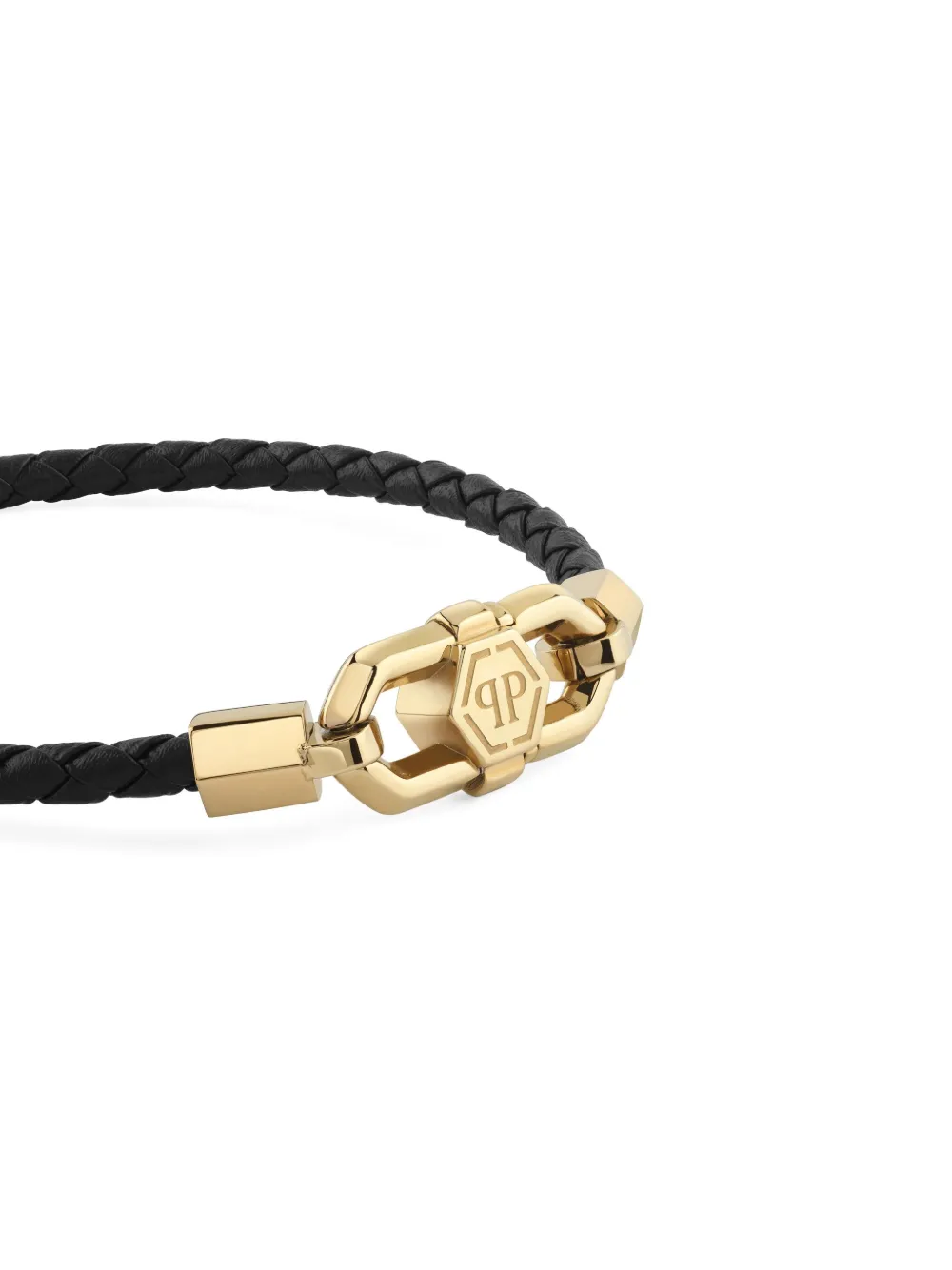  Philipp Plein Leather Clasp Bracelet - Gold 