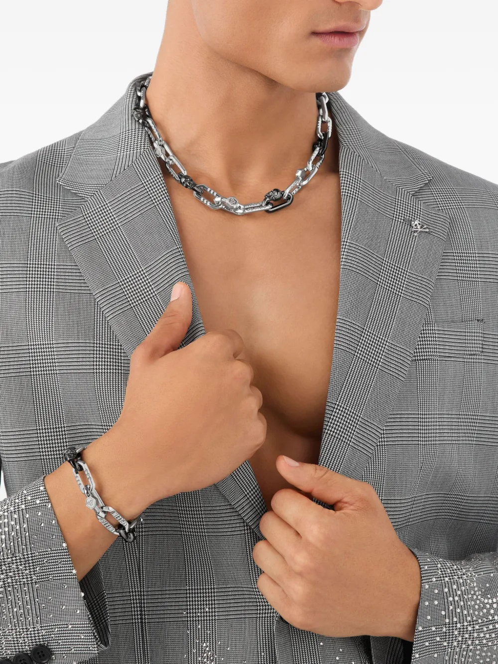 Philipp Plein Cable-link Necklace In Metallic
