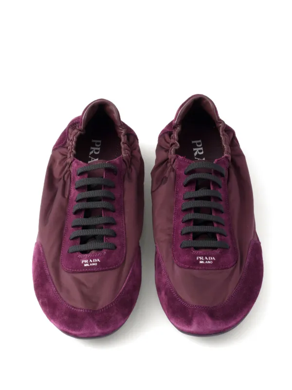 Prada Collapse Re-Nylon Suede Sneakers | Purple | FARFETCH
