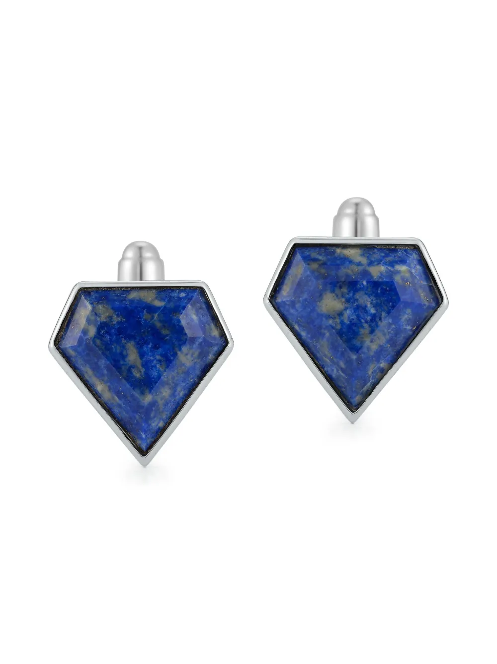 Mateo Sterling Silver Pentagon Lapis Lazuli Cufflinks In Silver