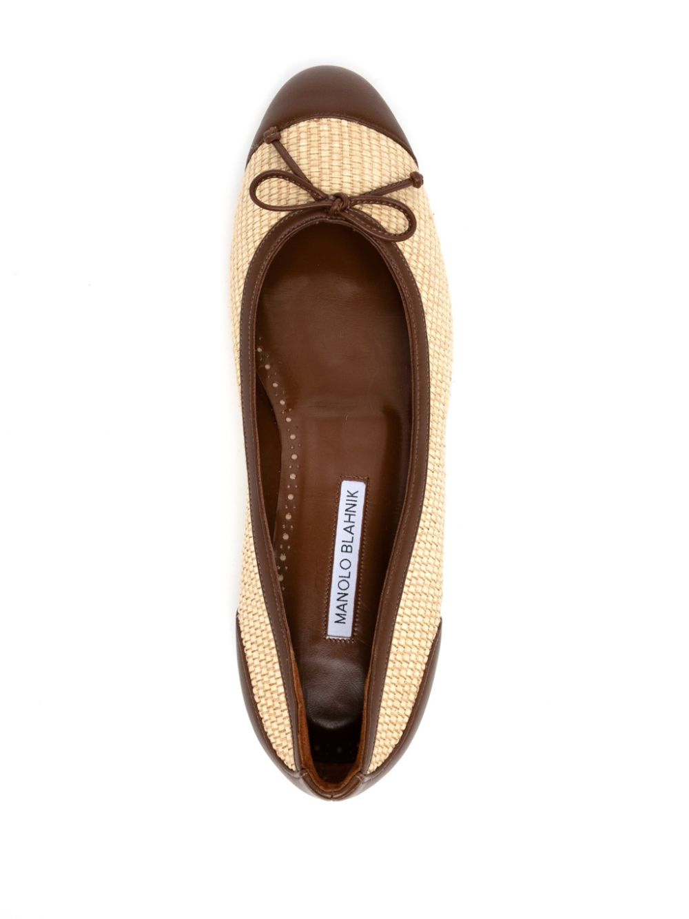 Manolo Blahnik bow detail ballerina shoes Neutrals