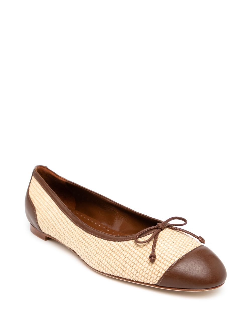 Manolo Blahnik bow detail ballerina shoes Neutrals