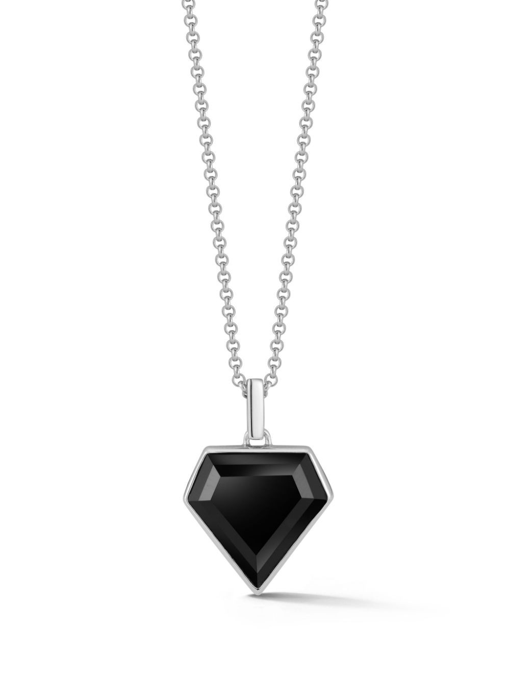 sterling silver Pentagon onyx necklace