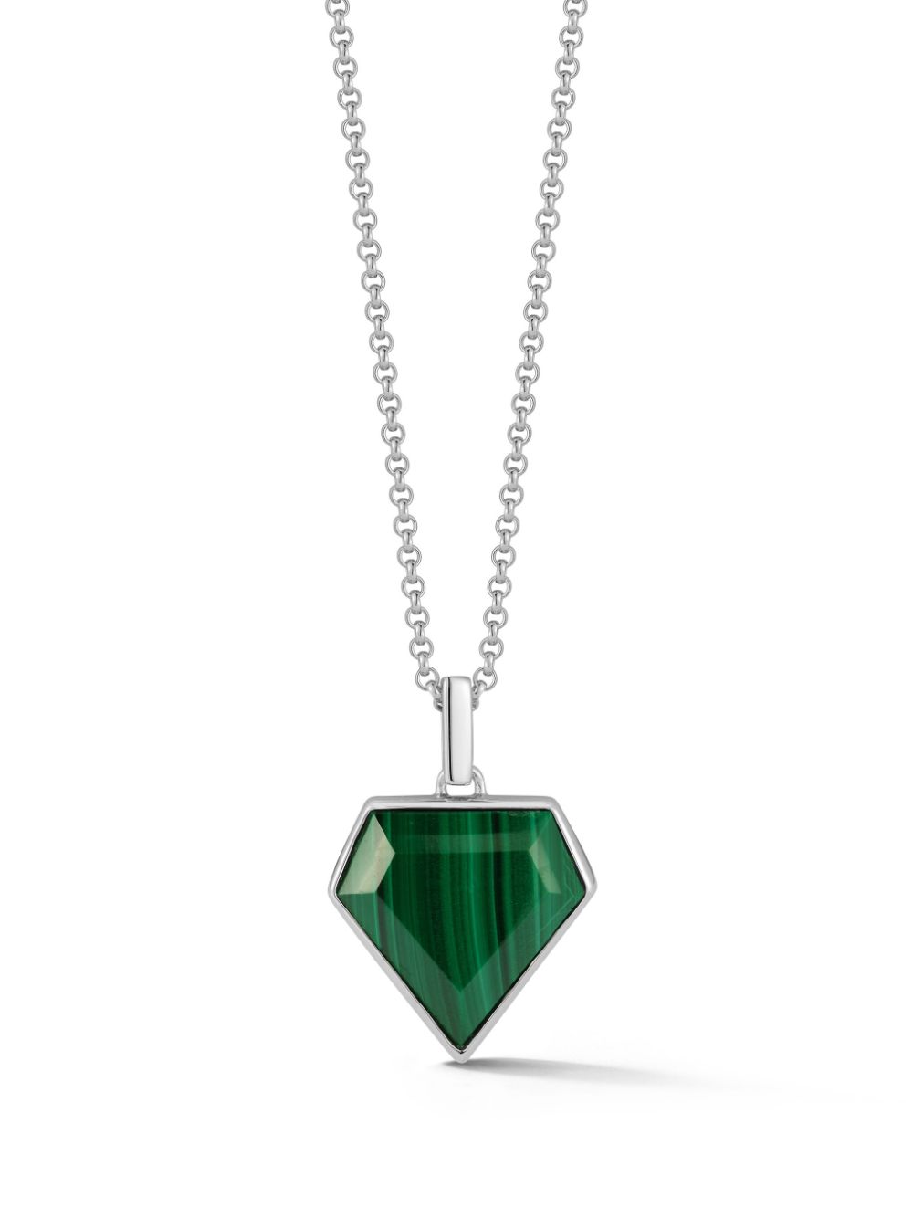 sterling silver Pentagon malachite necklace