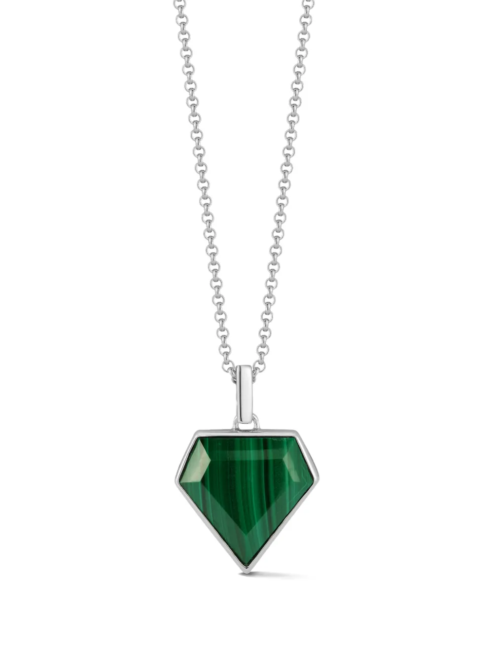 Mateo sterling silver Pentagon malachite necklace - Argento