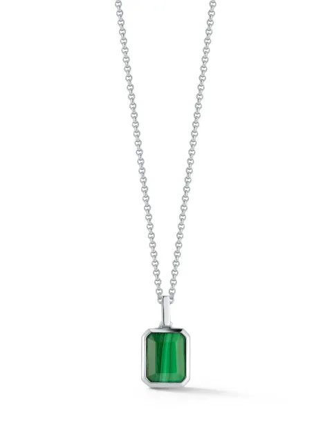 Mateo sterling silver Emerald Cut malachite necklace