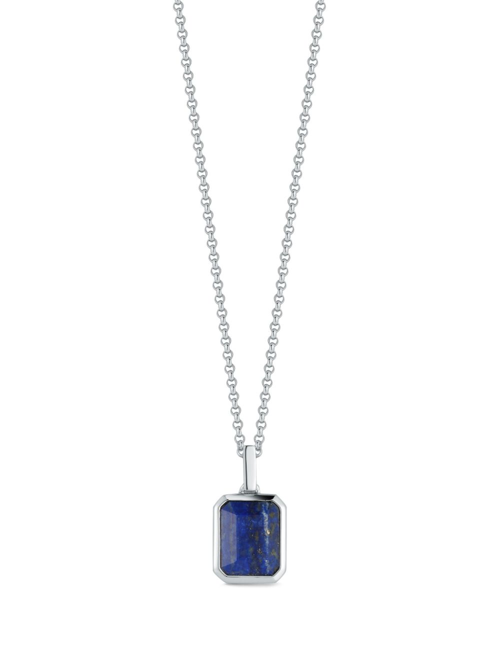 Mateo sterling silver emerald cut lapis necklace