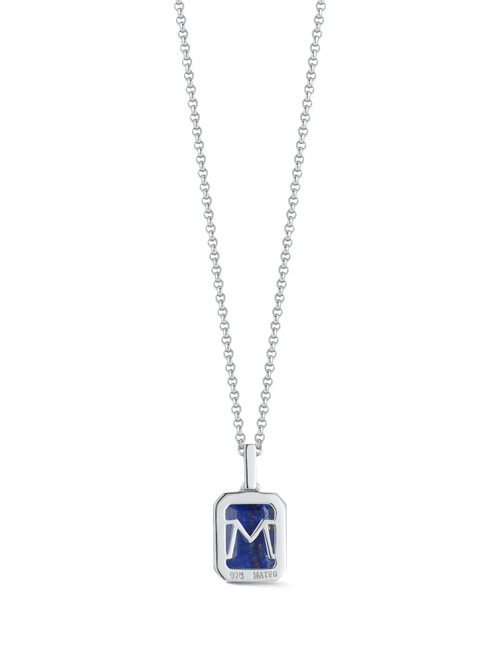  Mateo Emerald-cut Lapis Necklace - Silver 