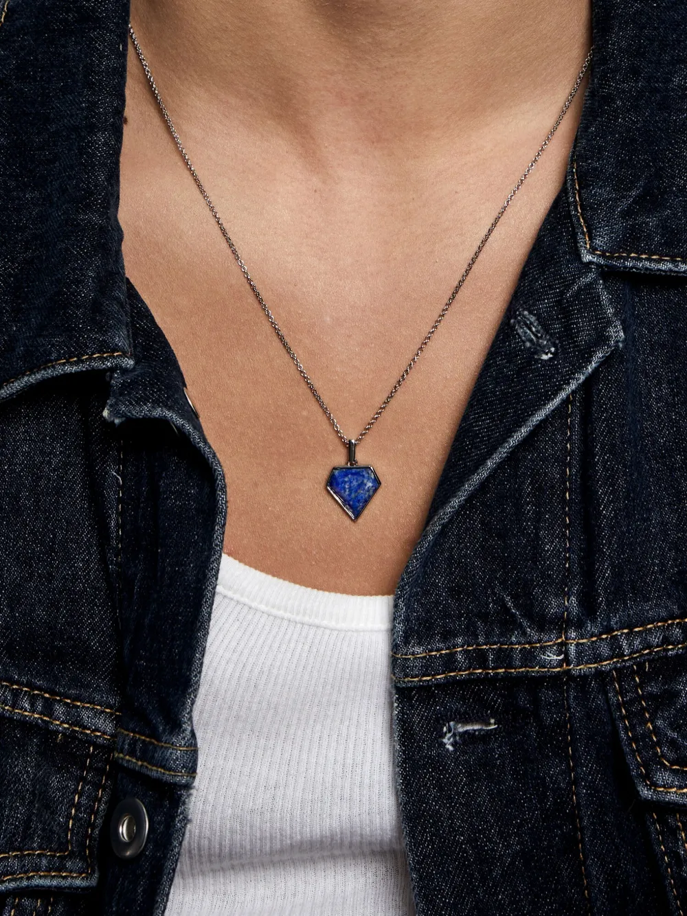 Mateo sterling silver Pentagon lapis necklace - Zilver