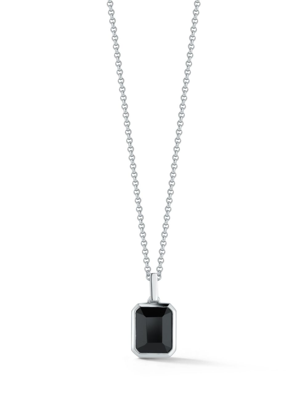 sterling silver Emerald Cut onyx necklace