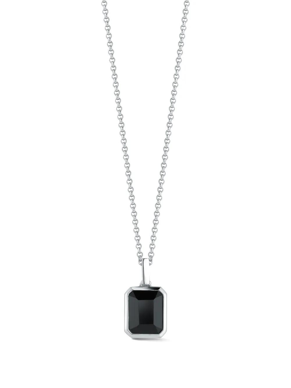 Mateo sterling silver Emerald Cut onyx necklace - Argento