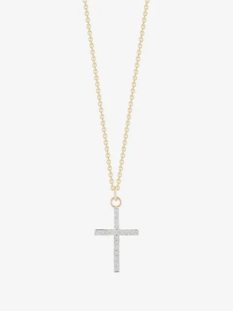 Mateo 14K yellow-gold Cross diamond neckace