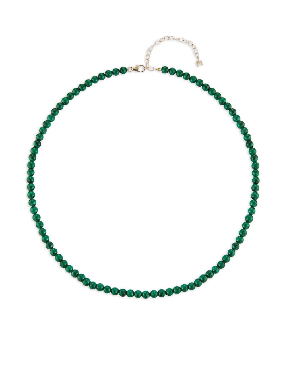 14K yellow gold beaded malachite bracelet