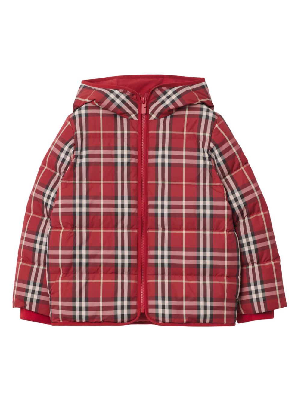 Burberry Kids Geruit donsjack Rood