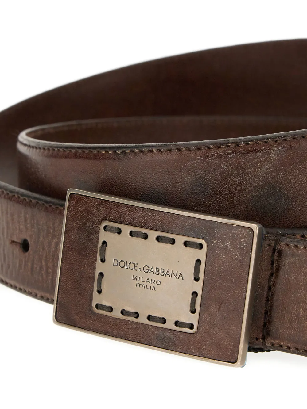 Dolce & Gabbana logo-engraved belt - Bruin