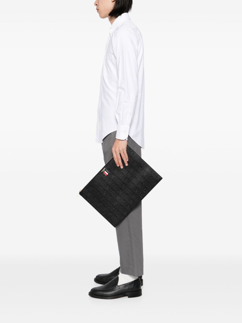 Thom Browne Document grote clutch - Zwart