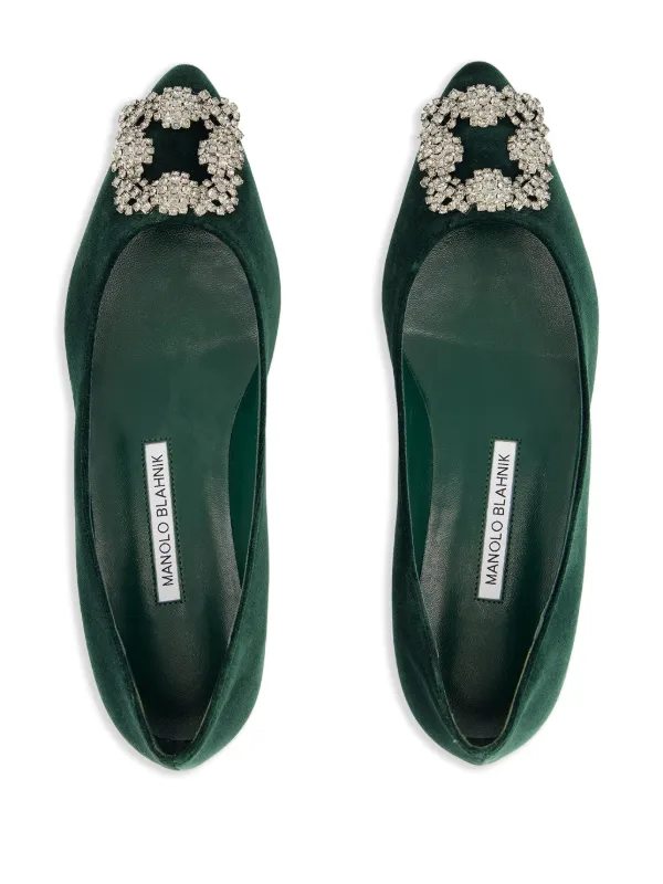 Manolo Blahnik Hangisi フラットシューズ | グリーン | FARFETCH JP